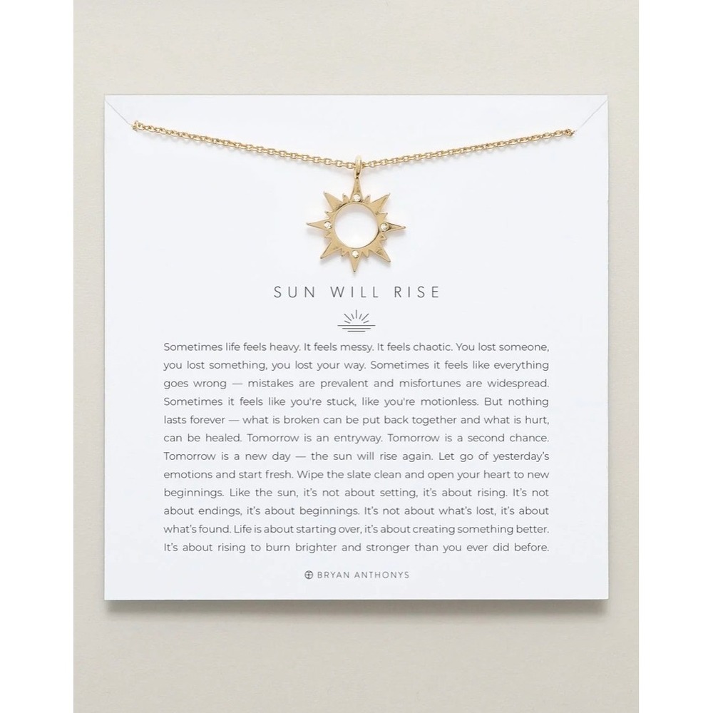 NWT Bryan Anthonys Sun Will Rise Necklace in Gold / Dustbag & Box Included